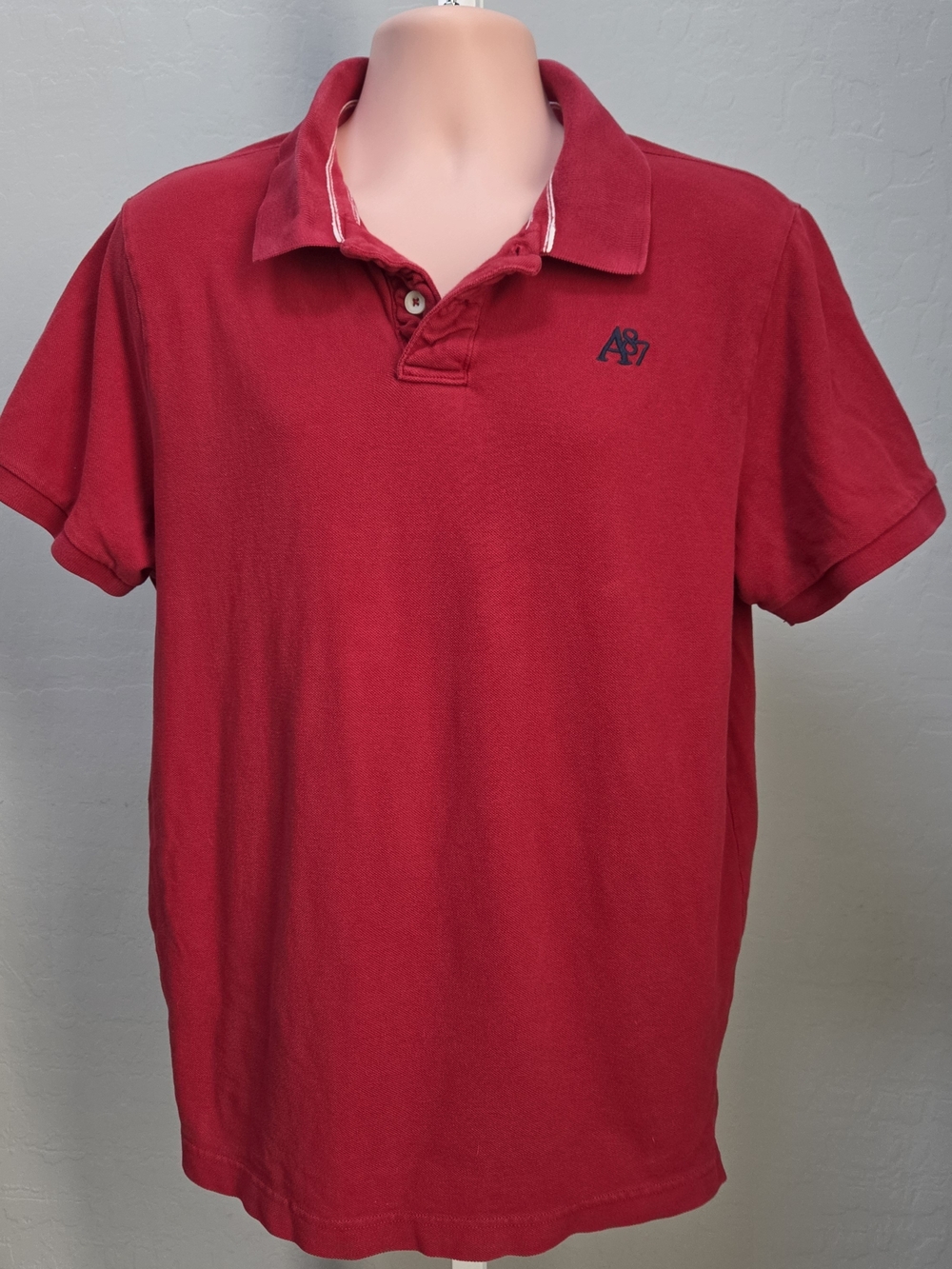 Aeropostale Men's Red Polo Shirt with A87 Embroidered Logo